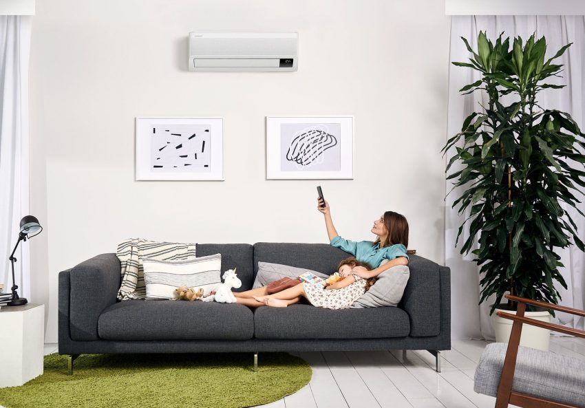 Samsung airco wandunit geïnstalleerd in woonkamer door Klima-Technics